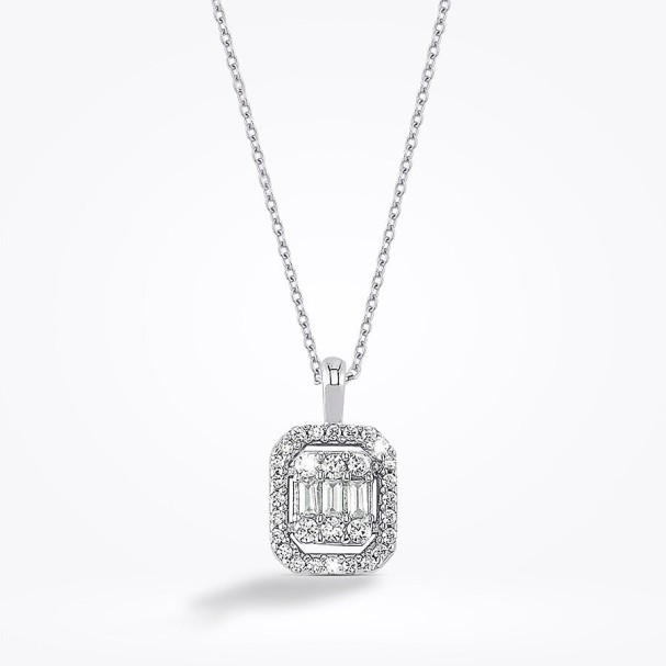 Altın Baget Kolye - Baroni Diamond