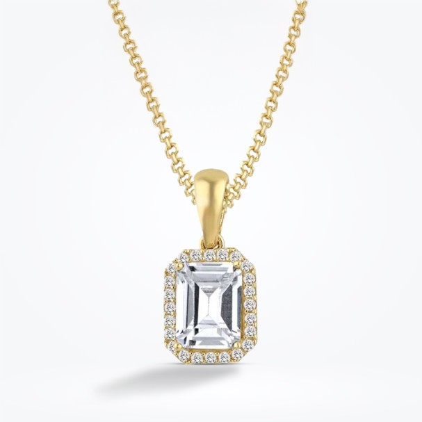 Altın Baget Kolye - Baroni Diamond