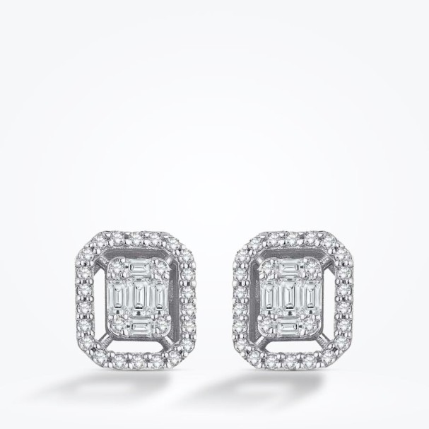 Altın Baget Küpe - Baroni Diamond