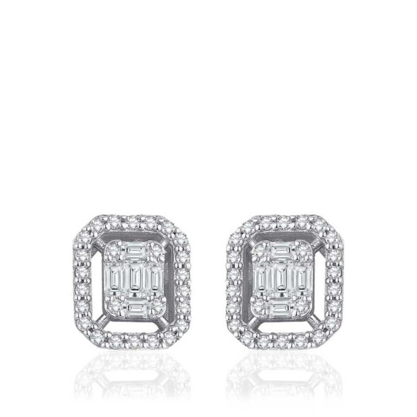 Altın Baget Küpe - Baroni Diamond