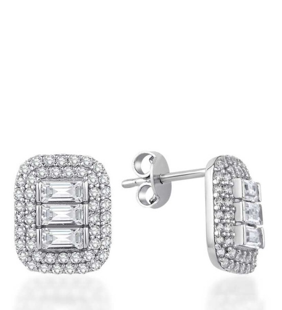 Altın Baget Küpe - Baroni Diamond