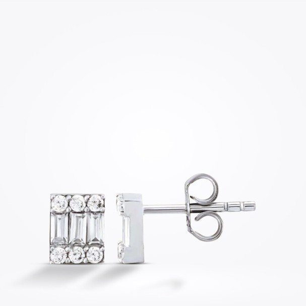 Altın Baget Küpe - Baroni Diamond