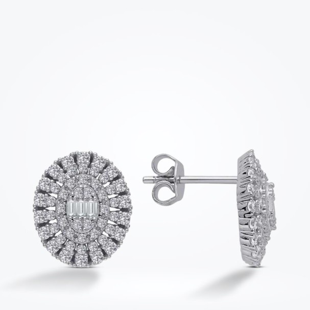 Altın Baget Küpe - Baroni Diamond