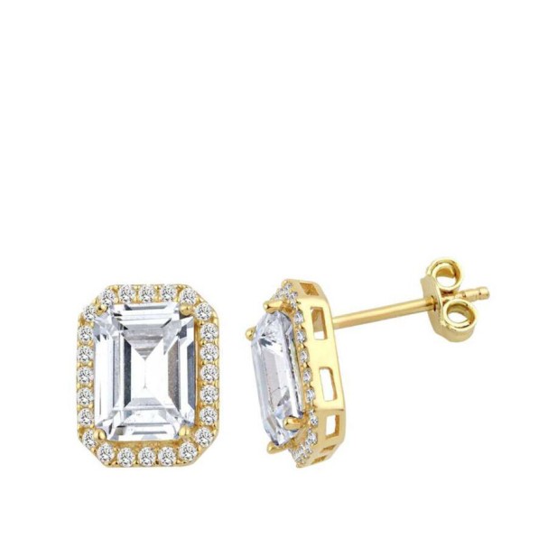 Altın Baget Trend Küpe - Baroni Diamond