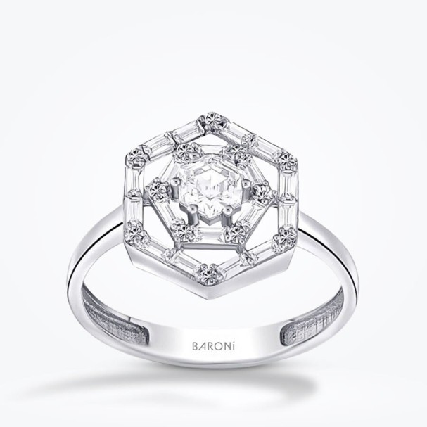 Altın Baget Yüzük - Baroni Diamond