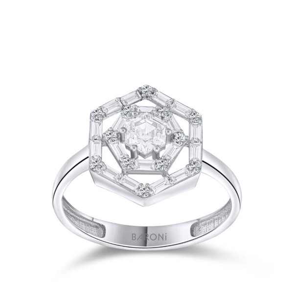 Altın Baget Yüzük - Baroni Diamond