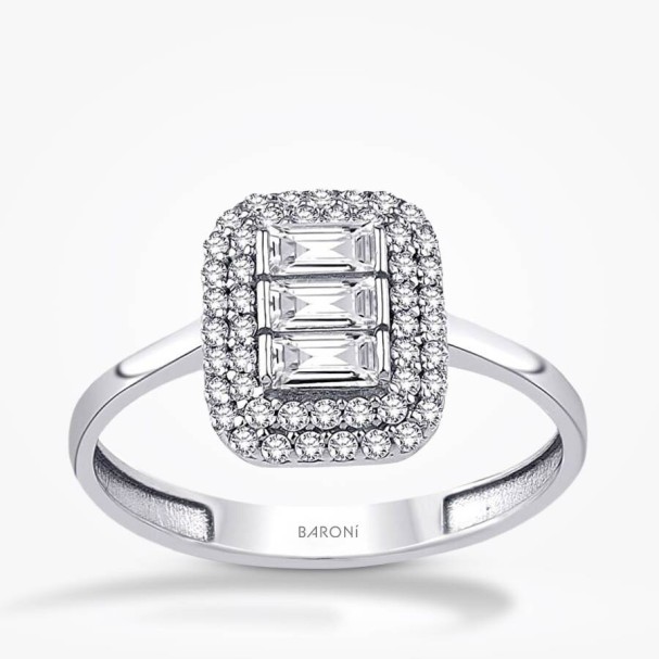 Altın Baget Yüzük - Baroni Diamond