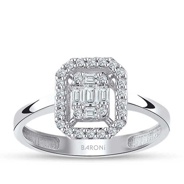 Altın Baget Yüzük - Baroni Diamond