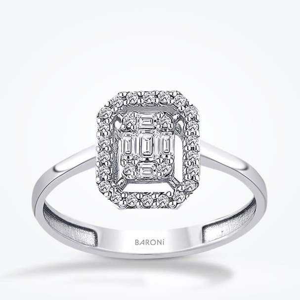 Altın Baget Yüzük - Baroni Diamond