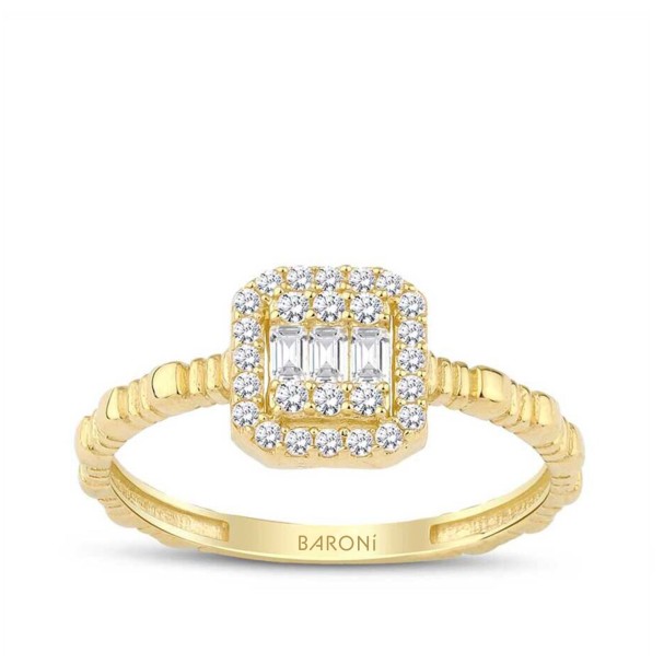 Altın Baget Yüzük - Baroni Diamond