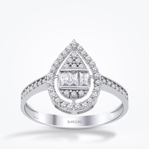 Altın Baget Yüzük - Baroni Diamond