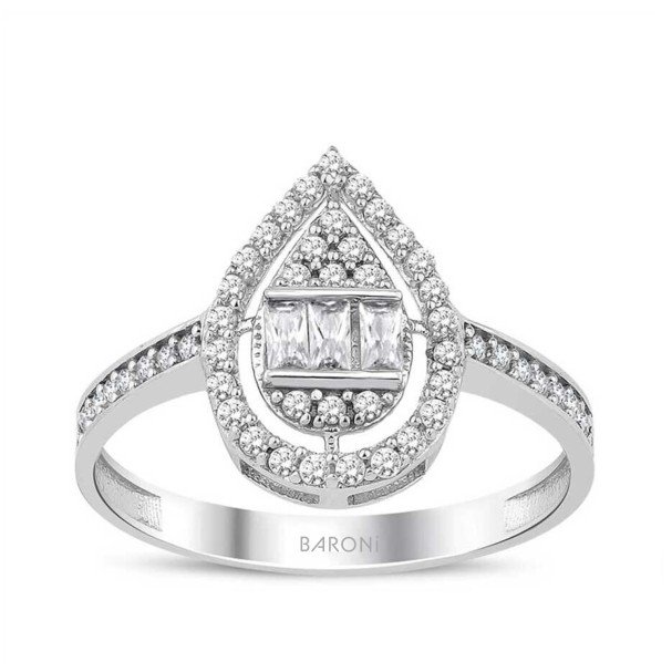 Altın Baget Yüzük - Baroni Diamond