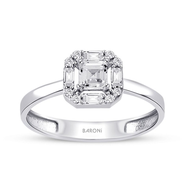 Altın Baget Yüzük - Baroni Diamond