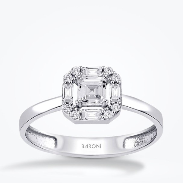 Altın Baget Yüzük - Baroni Diamond