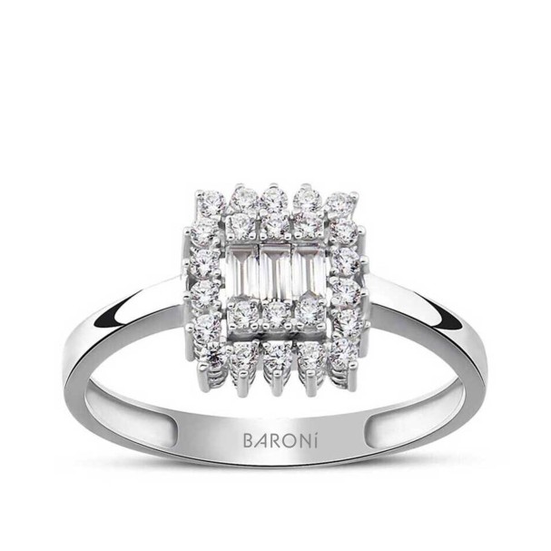 Altın Baget Yüzük - Baroni Diamond