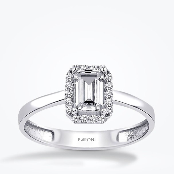 Altın Baget Yüzük - Baroni Diamond