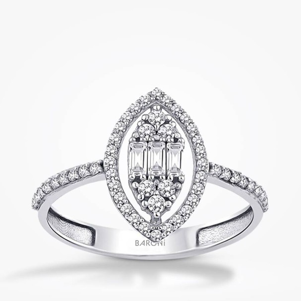 Altın Baget Yüzük - Baroni Diamond