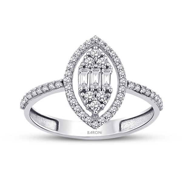 Altın Baget Yüzük - Baroni Diamond