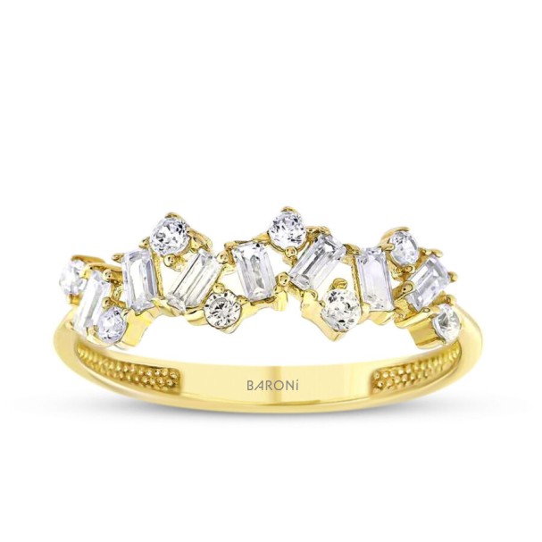Altın Baget Yüzük - Baroni Diamond