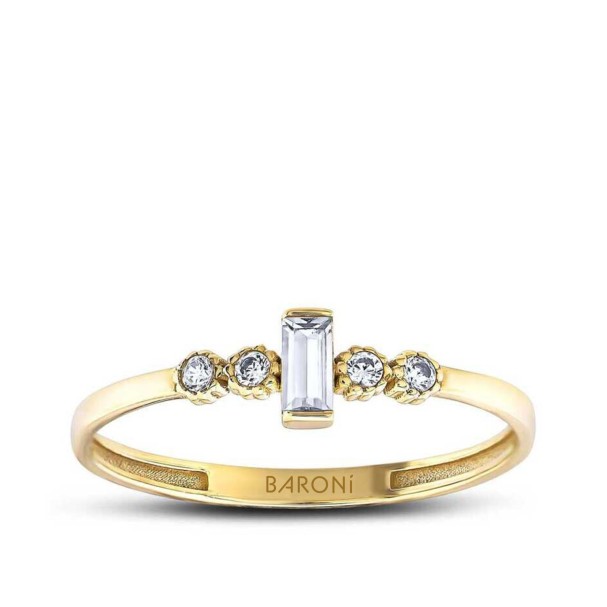 Altın Baget Yüzük - Baroni Diamond