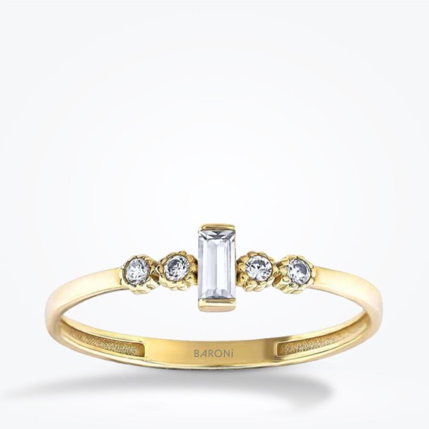 Altın Baget Yüzük - Baroni Diamond