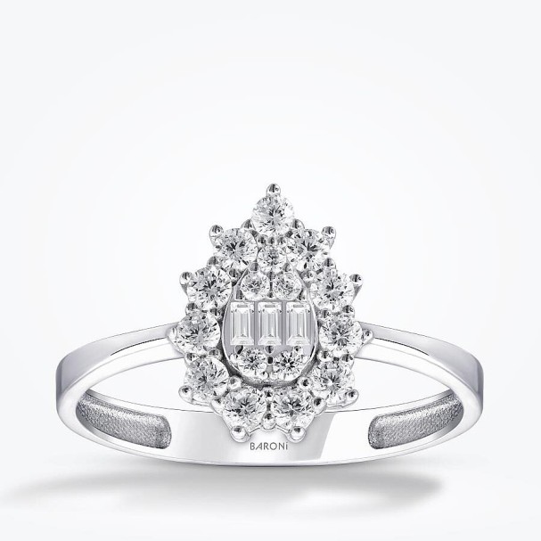 Altın Baget Yüzük - Baroni Diamond