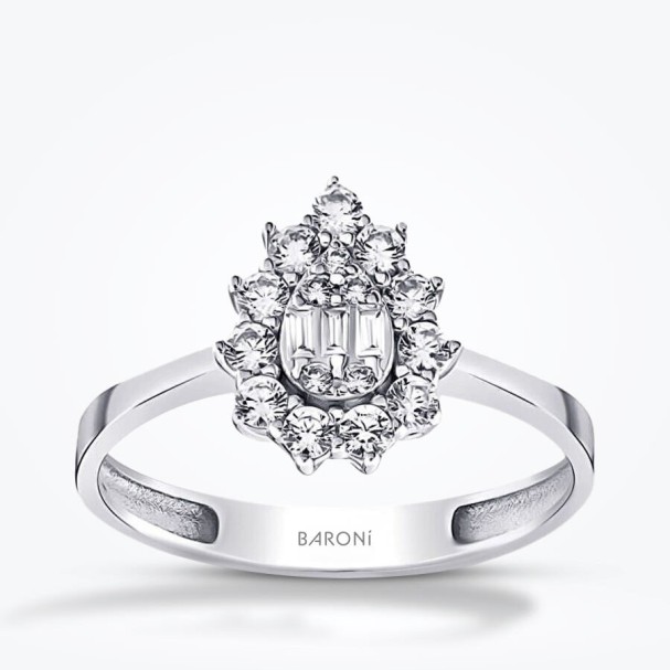 Altın Baget Yüzük - Baroni Diamond