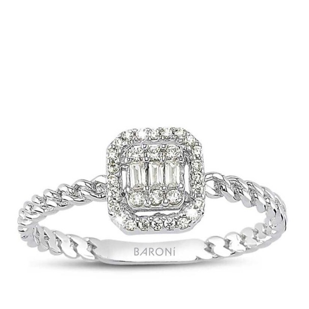Altın Baget Yüzük - Baroni Diamond