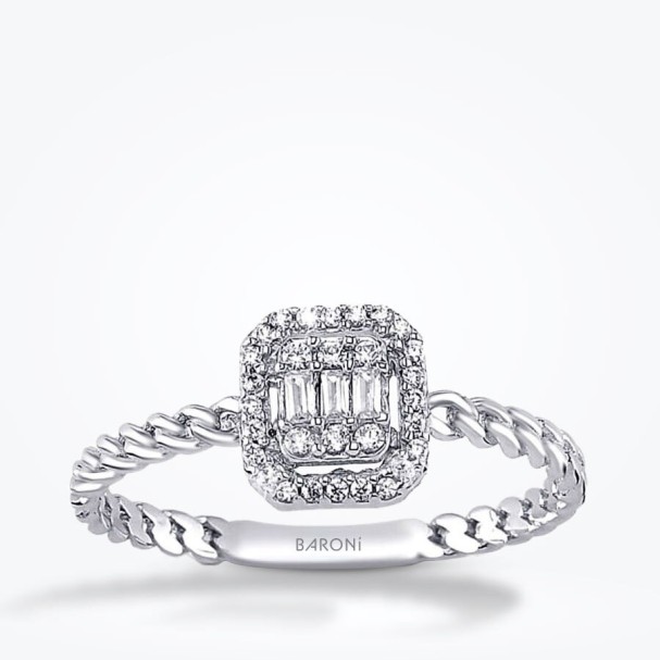 Altın Baget Yüzük - Baroni Diamond
