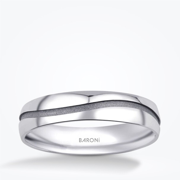 Altın Beyaz Alyans - Baroni Diamond