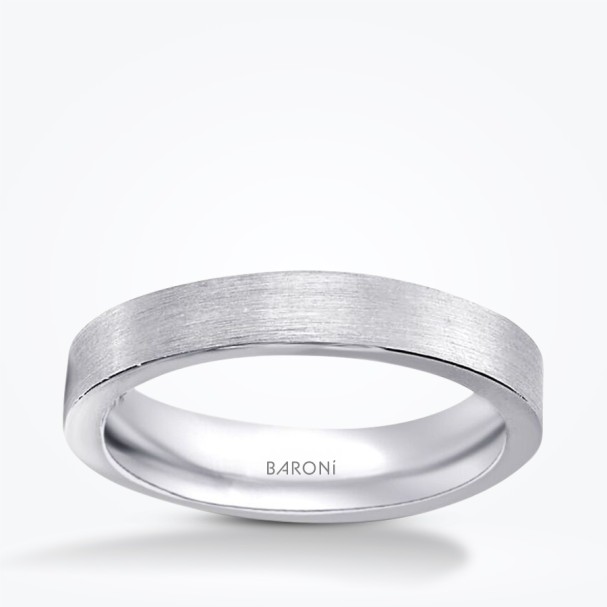 Altın Beyaz Düz Alyans - Baroni Diamond