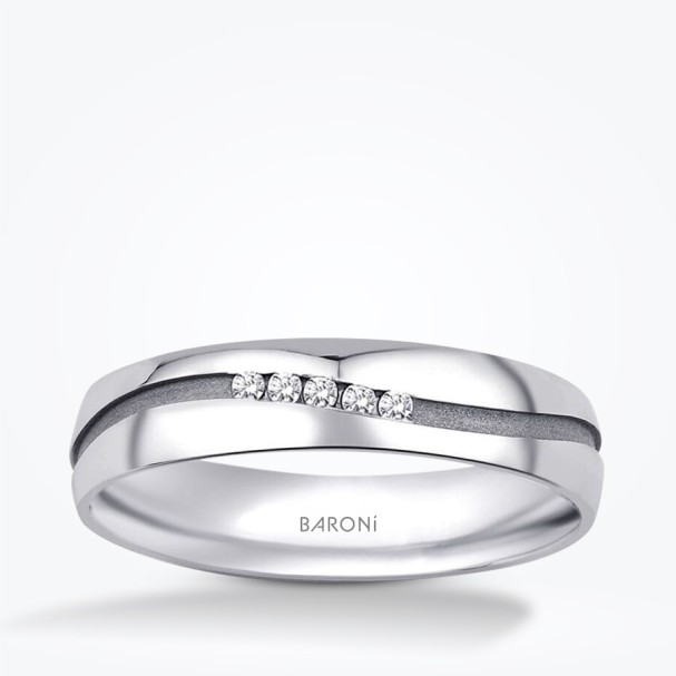 Altın Beyaz Taşlı Alyans - Baroni Diamond