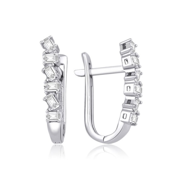 Altın Çapraz Baget Küpe - Baroni Diamond