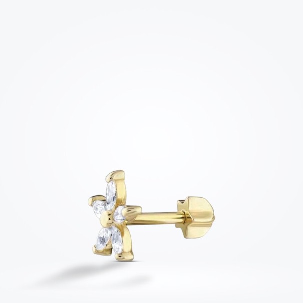 Altın Çiçek Tragus Kıkırdak Küpe - Baroni Diamond (1)