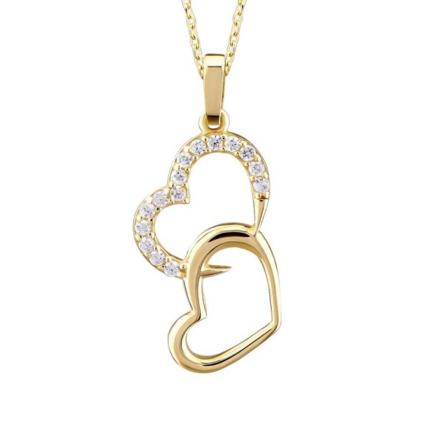 Altın Çift Kalp Kolye - Baroni Diamond