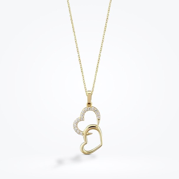 Altın Çift Kalp Kolye - Baroni Diamond (1)