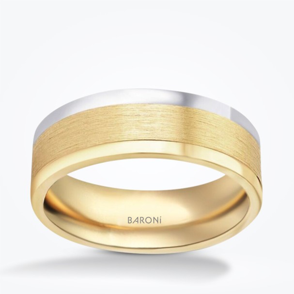 Altın Çift Renk Alyans - Baroni Diamond