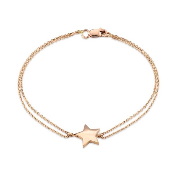 Altın Çift Zincirli Yıldız Bileklik - Baroni Diamond