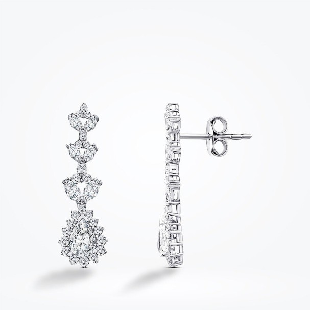 Altın Damla Taşlı Küpe - Baroni Diamond