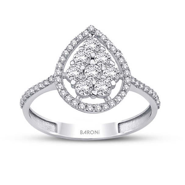 Altın Taşlı Damla Yüzük - Baroni Diamond