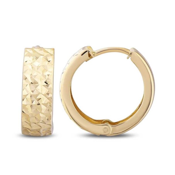 Altın Desenli Halka Küpe - Baroni Diamond