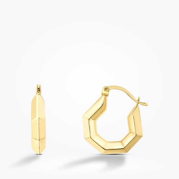 Altın Geometrik Halka Küpe - Baroni Diamond (1)