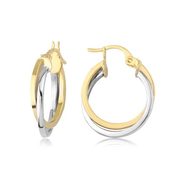 Altın Çift Renk Halka Küpe - Baroni Diamond