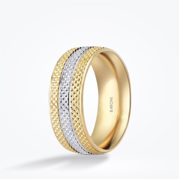 Altın İki Renkli Alyans - Baroni Diamond (1)