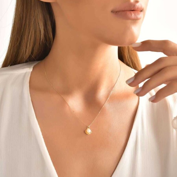 Altın İncili İstiridye Kolye - Baroni Diamond (1)