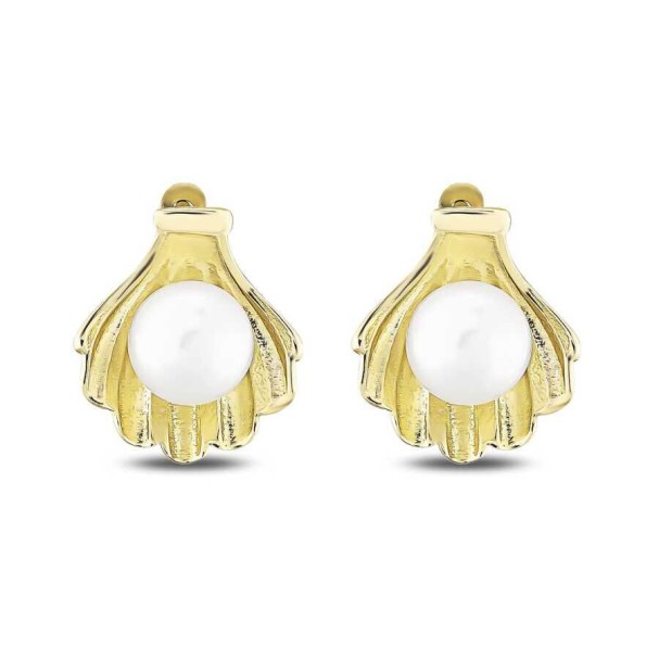 Altın İncili İstiridye Küpe - Baroni Diamond (1)