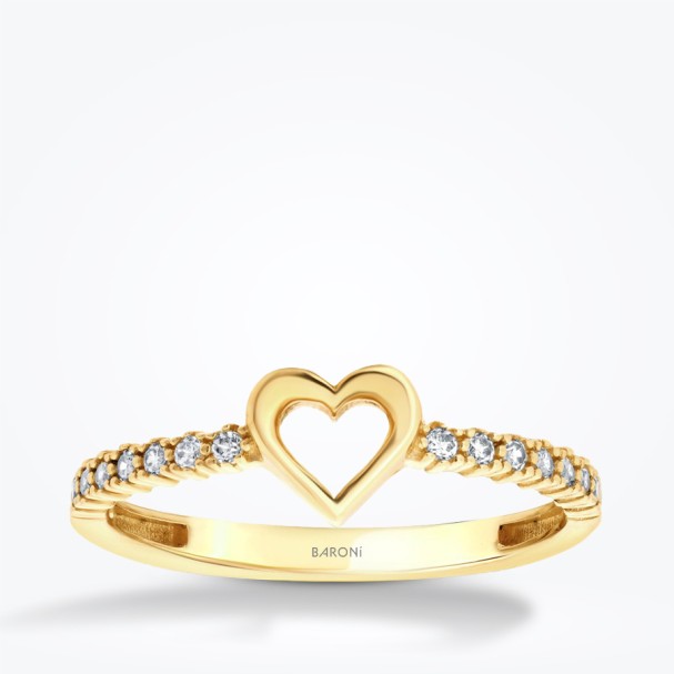 Altın Kalp Taşlı Yüzük - Baroni Diamond