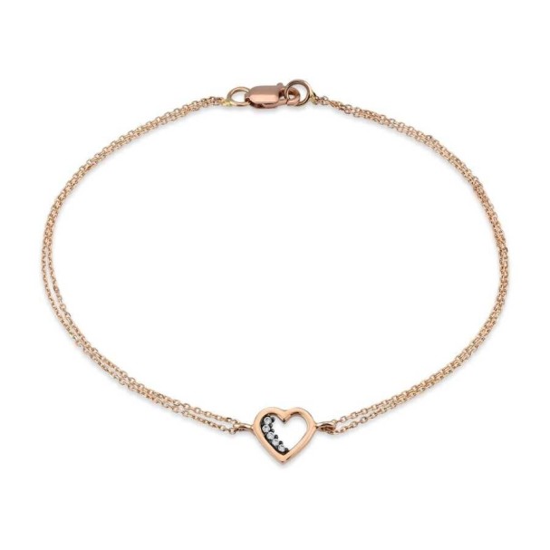 Altın Kalp Taşlı Zincir Bileklik - Baroni Diamond