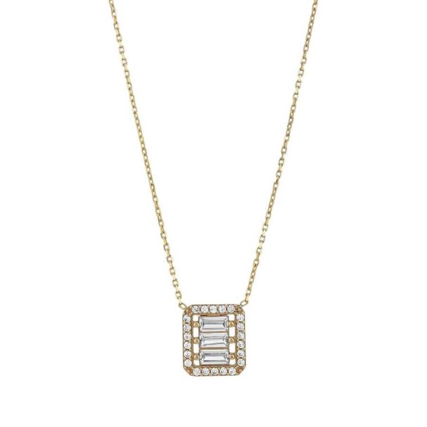 Altın Kare Baget Kolye - Baroni Diamond