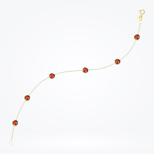 Altın Kırmızı Taşlı Bileklik - Baroni Diamond